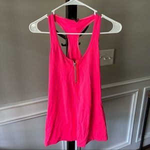 Lululemon Tank Top, Bright Pink with zipper, soft material, size 6